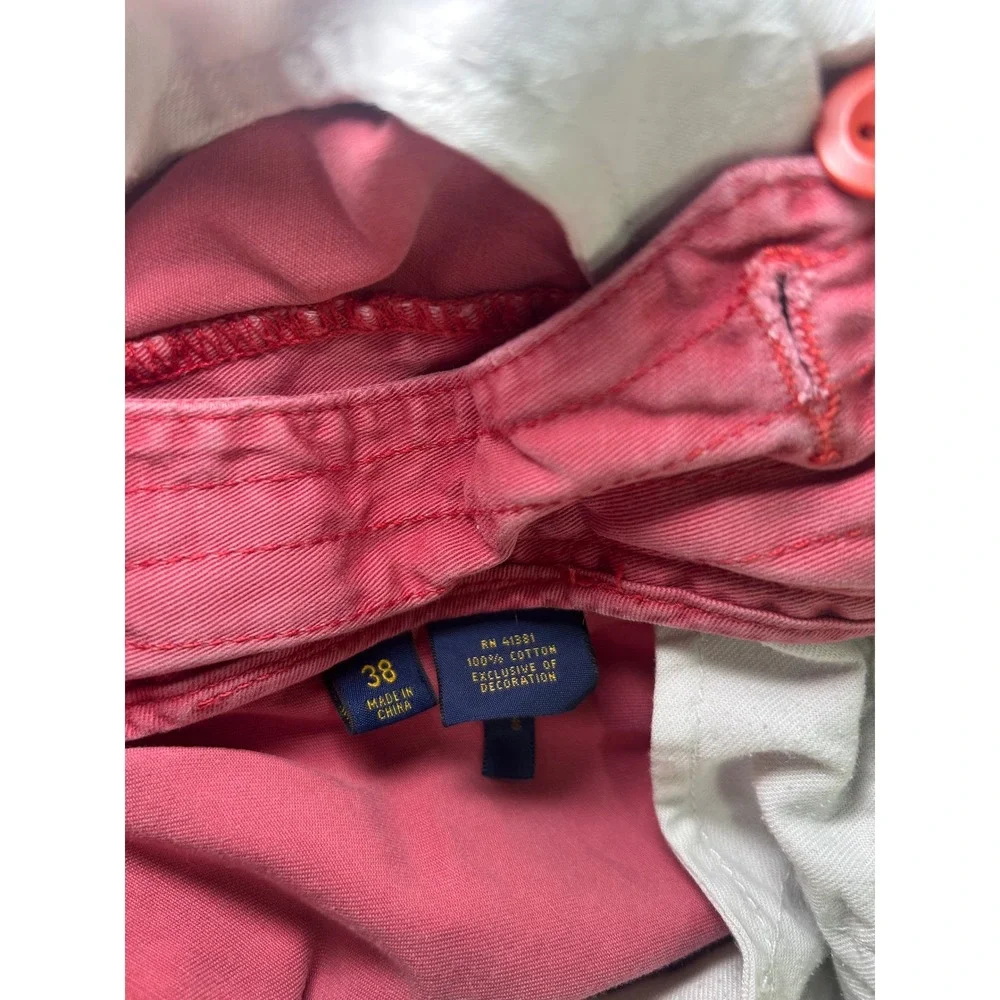 Polo Ralph Lauren Chino Shorts Mens 38 Salmon‎ Relaxed Distressed Flat Front